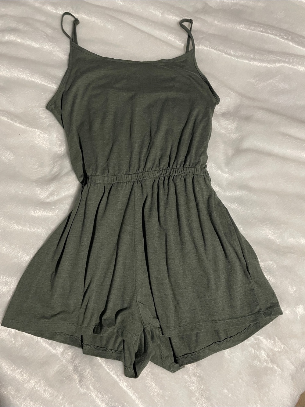 Olive Green Spaghetti Strap Romper